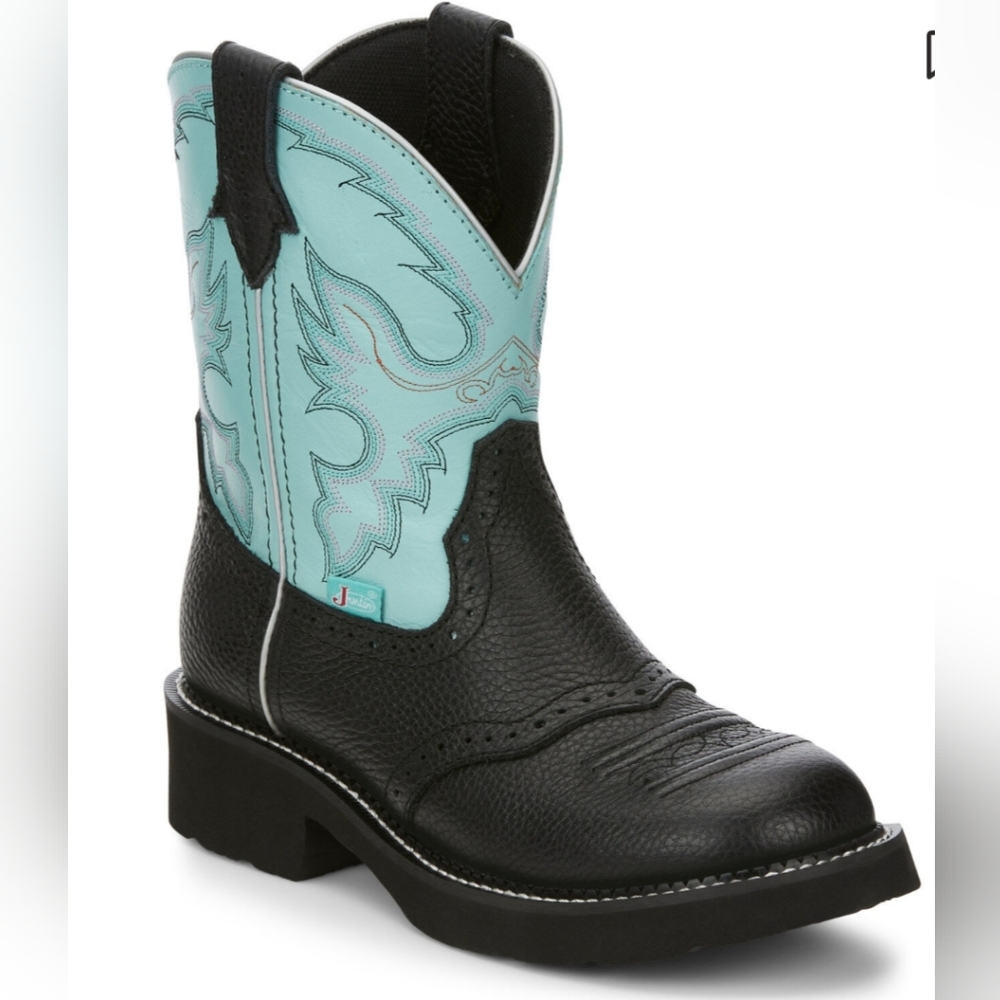 Justin Women's Gypsy Gemma Western Boots 6.5 B Black& Turquoise GUC